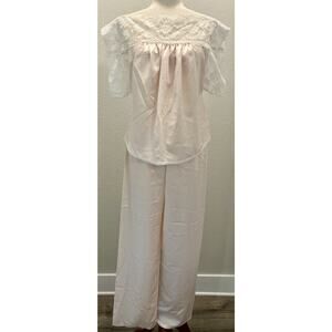 Vintage Donna Richards for Gilligan O'Maley Pink Satin with Lace Pajama Set Sz P
